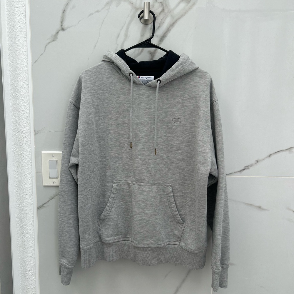Champion Heather Gray Pullover Hoodie with Black Lining